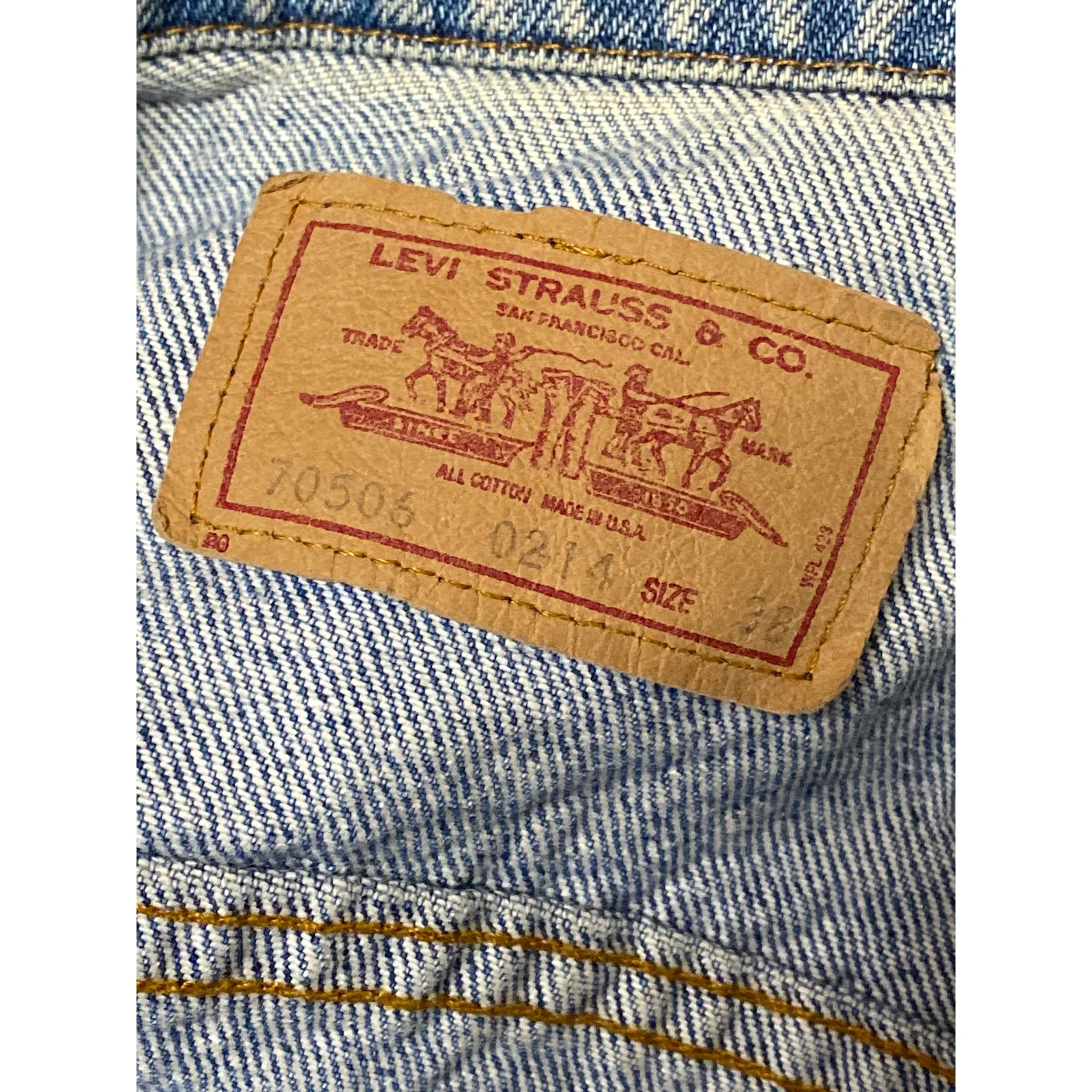 Levi's 70506 Type III Men's Collared Long Sleeve Trucker Denim Coat Jacket Sz 38 - Image 5
