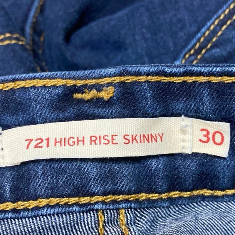 Levi's 721 High Rise Skinny Women's Blue Dark Wash Cropped Denim Jeans Size 30 - Image 5