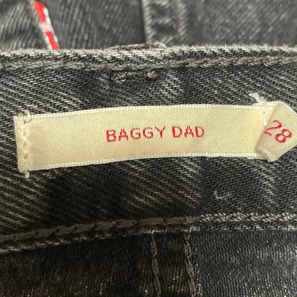Levi's Baggy Dad Women's Black High Waisted Wide Leg Ankle Denim Jeans Pants 28 - Image 4