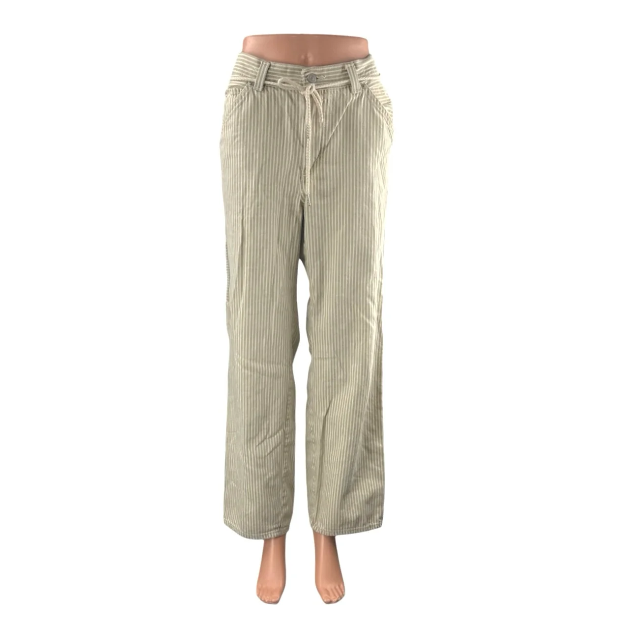Levi's Beige Stripe High Rise Straight Palazzo Wide Leg Dad Denim Jeans Pants 28