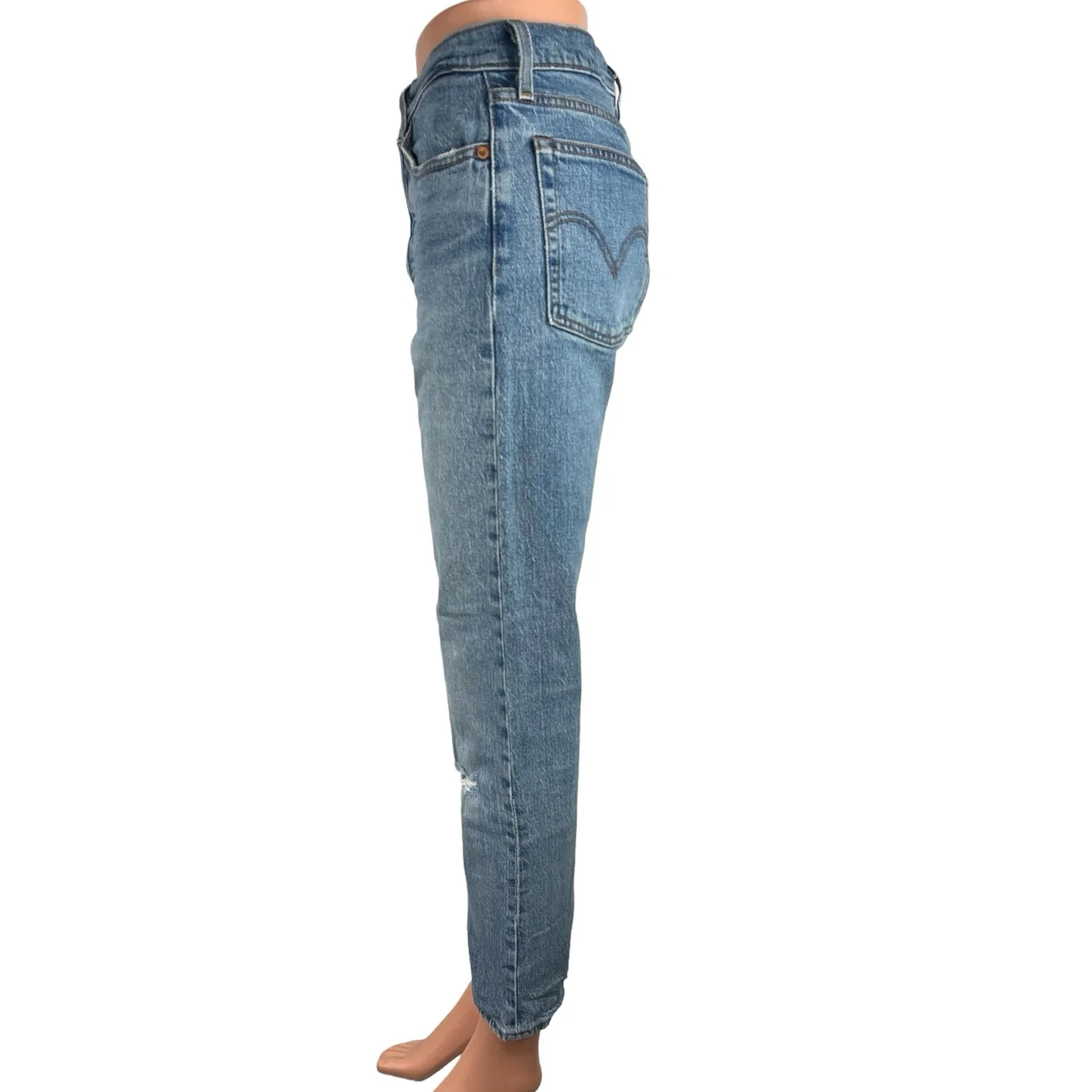 Levi's Blue High Rise Tapered Leg Medium Wash Stretch Crop Ankle Denim Jeans 27 - Image 2