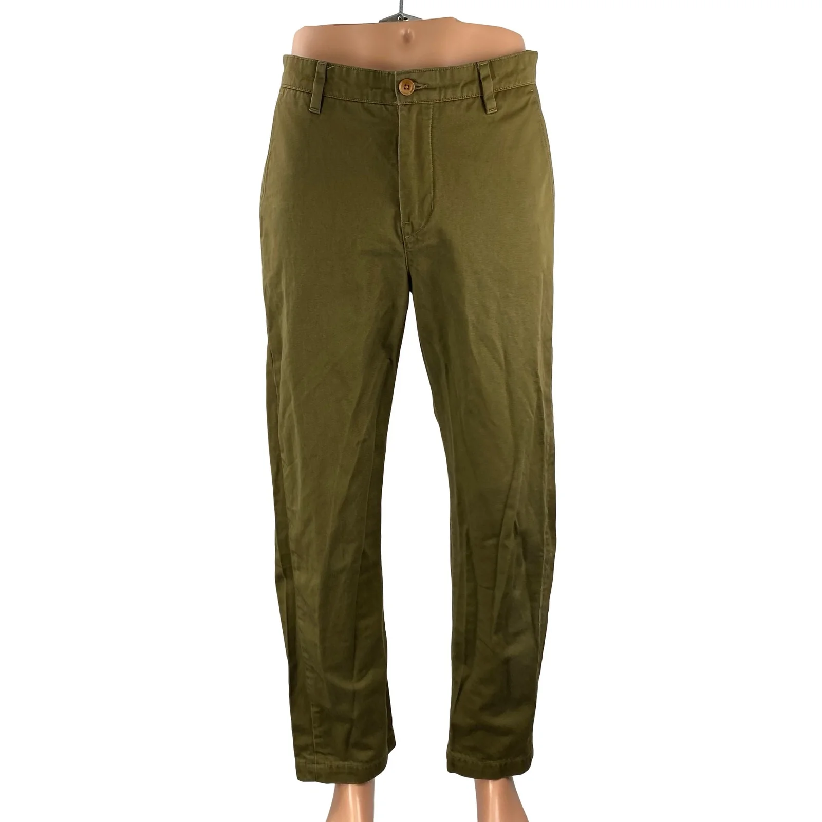Levi's Dark Men's Green Twill High Rise Straight Chino Trousers Dress Pants 32