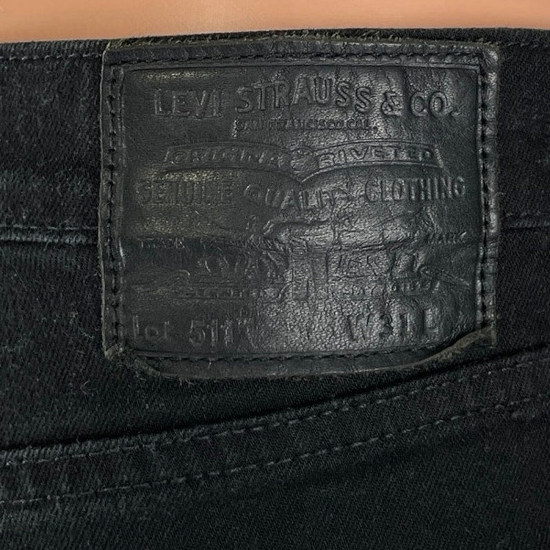 Levi's Men's 511 Black Frayed Hem Summer Jorts Bermuda Cut Off Denim Shorts 34 - Image 4