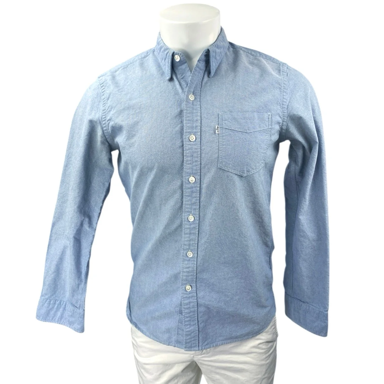 Levi's Men's Blue Long Sleeve Collared Slim Button Down Pocket Shirt Top Size S