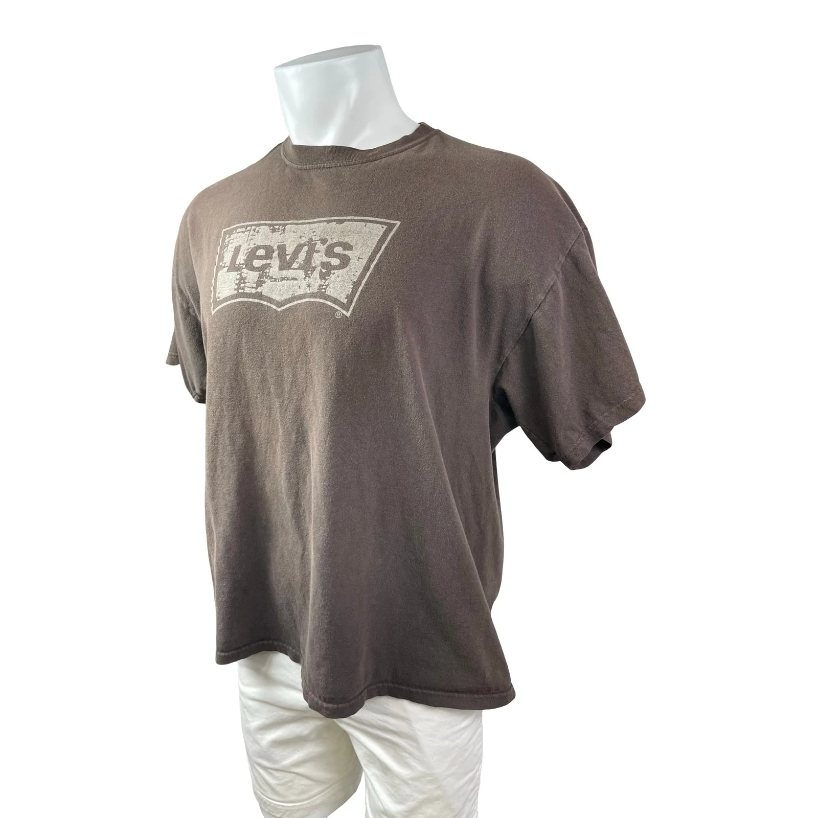 Levi's Men's Brown Logo Short Sleeve Crew Neck Y2k Basic T Shirt Tee Top Size XL - Image 2