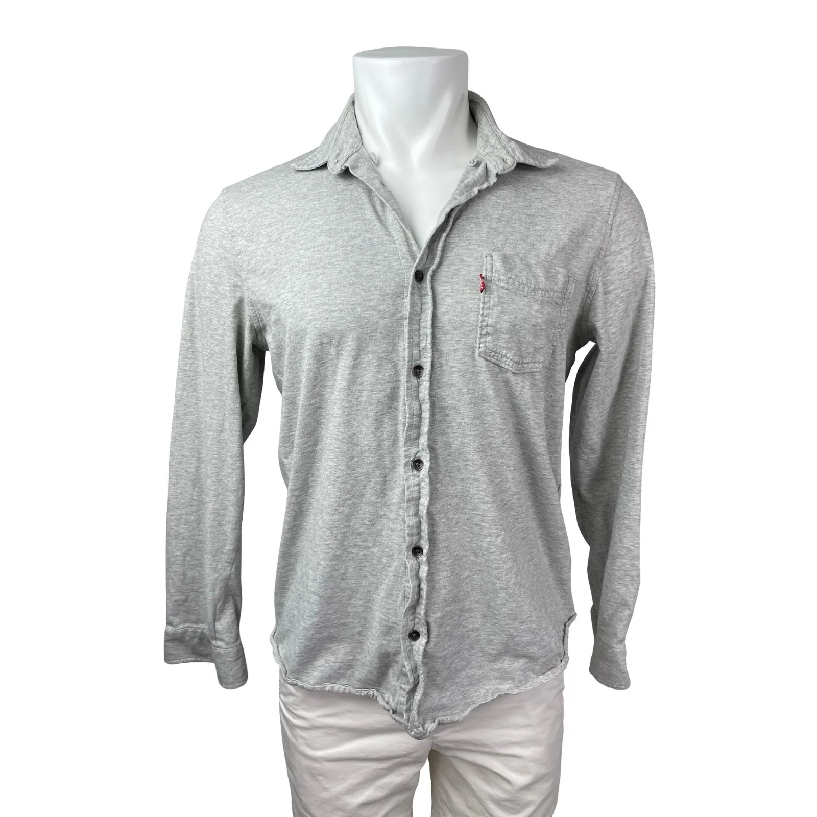 Levi's Men's Gray Heather Long Sleeve Button Down Chest Pocket Shirt Top Size L