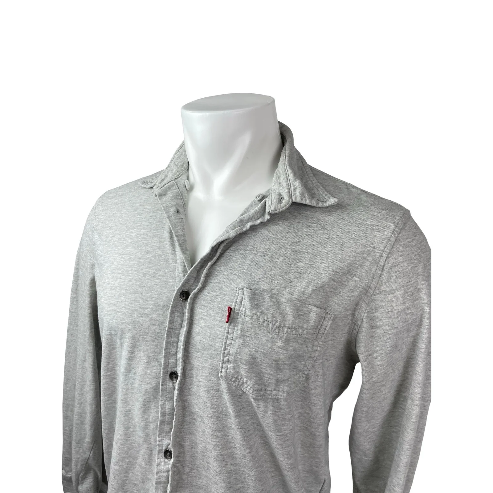Levi's Men's Gray Heather Long Sleeve Button Down Chest Pocket Shirt Top Size L - Image 3