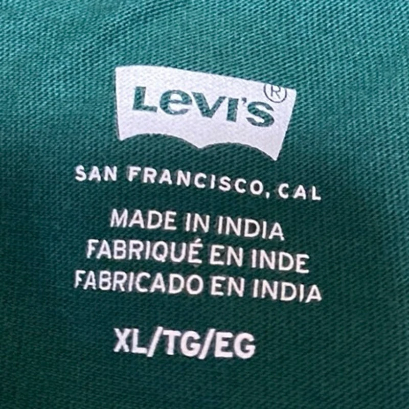 Levi's Men's Green Cotton Logo Short Sleeve Crew Neck Tee T-Shirt Top Size XL - Image 3