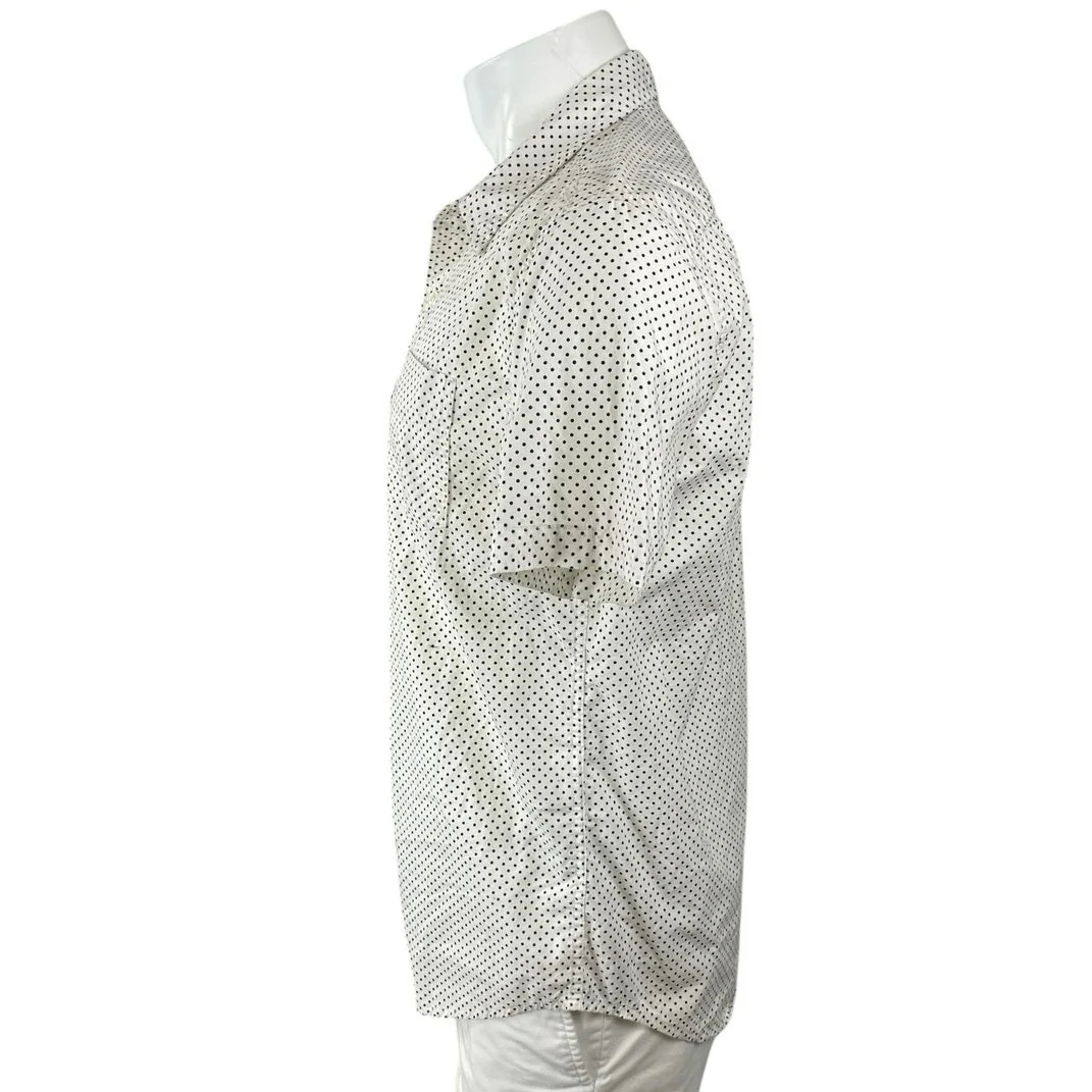 Levi's Men's White Black Polka Dots Short Sleeve Pocket Button Down Shirt Top M - Image 2