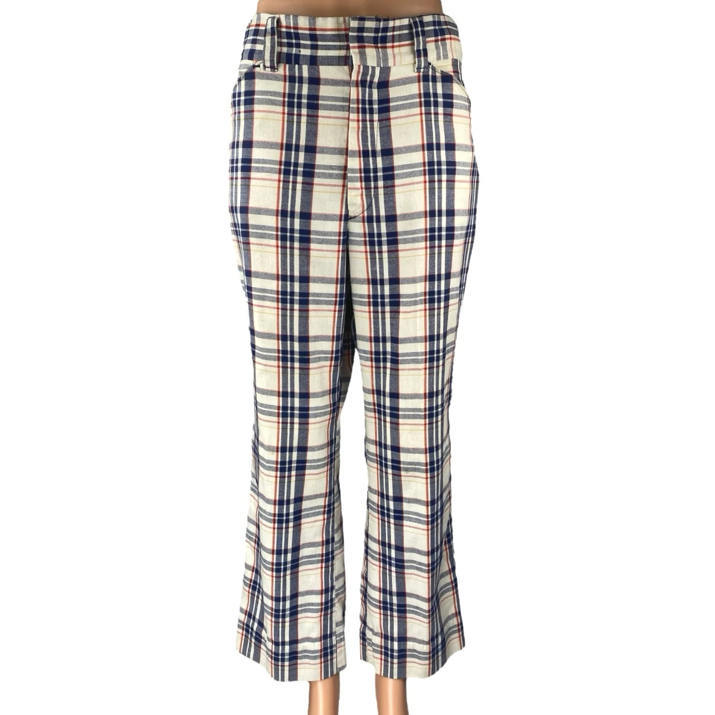 Levi's Panatela Womens Multicolor Plaid Flannel Bootcut Flared Trousers Pants 30