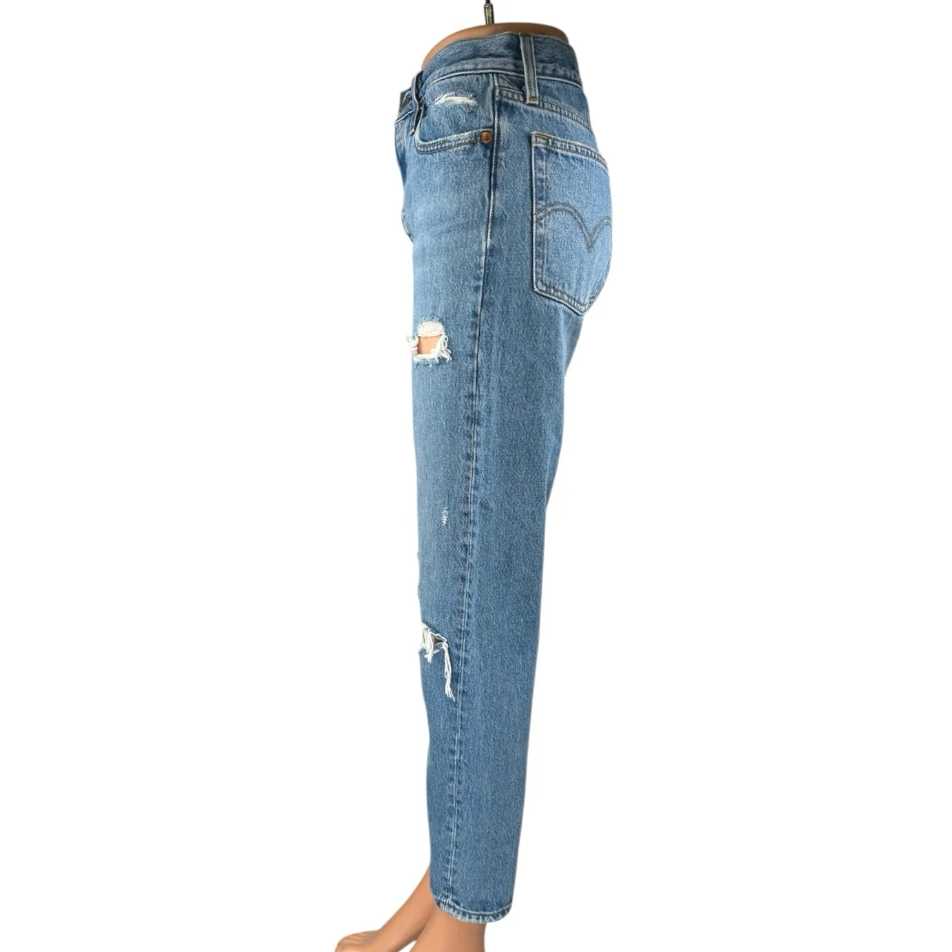Levi's Premium Wedgie Blue Distressed High Waisted Straight Denim Jeans Size 26 - Image 2