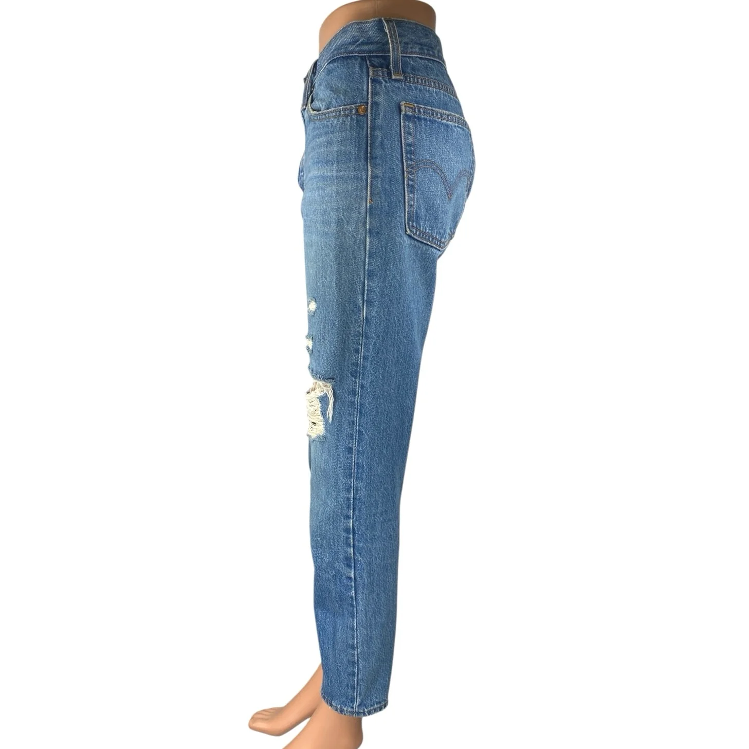 Levi's Wedgie Women's Blue High Rise Distressed Straight Denim Jeans Pants Sz 26 - Image 2