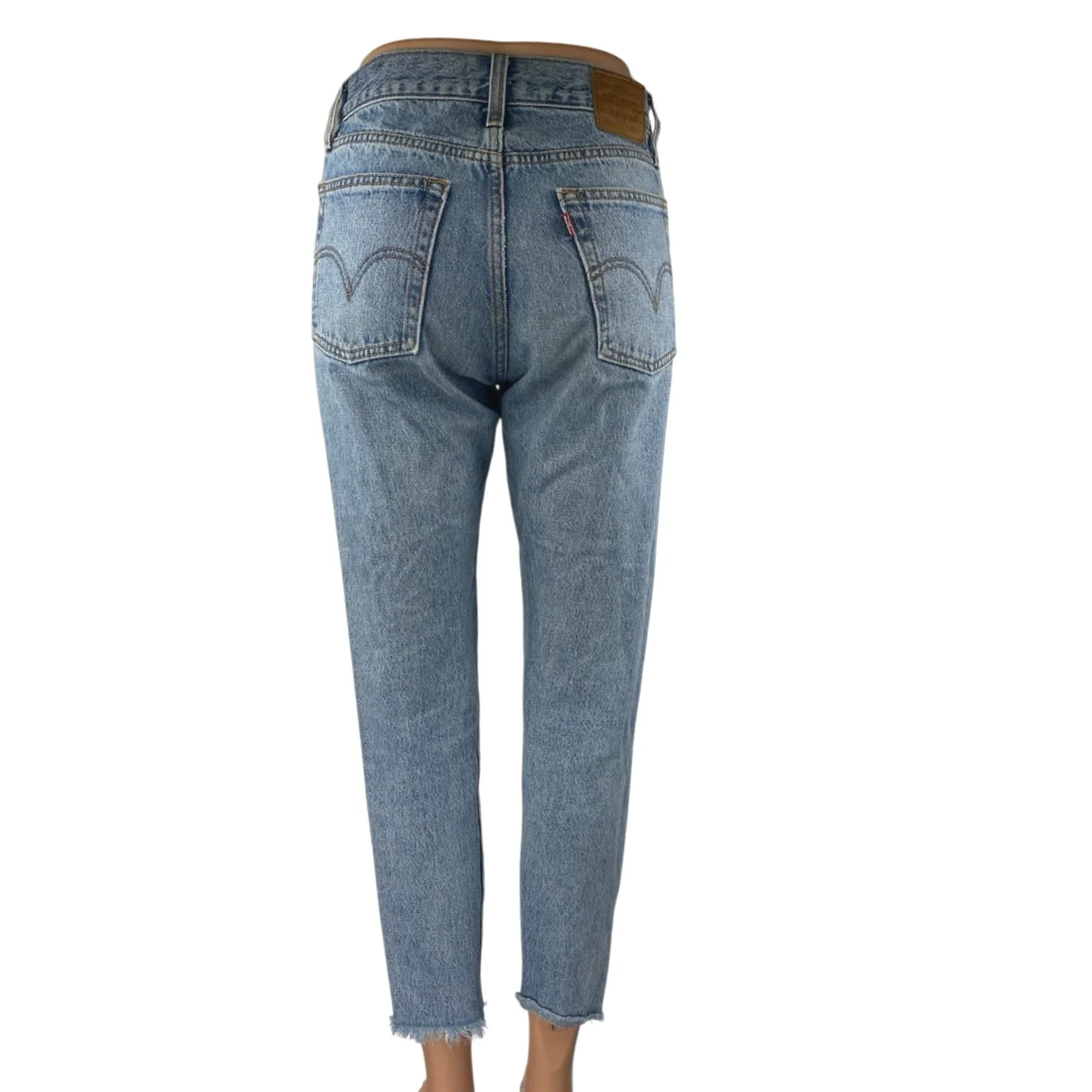 Levi's Wedgie Women's Blue Mid Rise Frayed Raw Hem Skinny Denim Jeans Pants 24 - Image 3