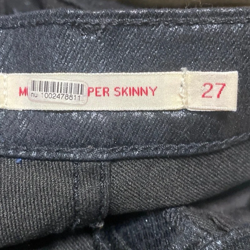 Levi's Women's Black Snakeskin Faux Leather High Waist Skinny Trousers Pants 27 - Image 5