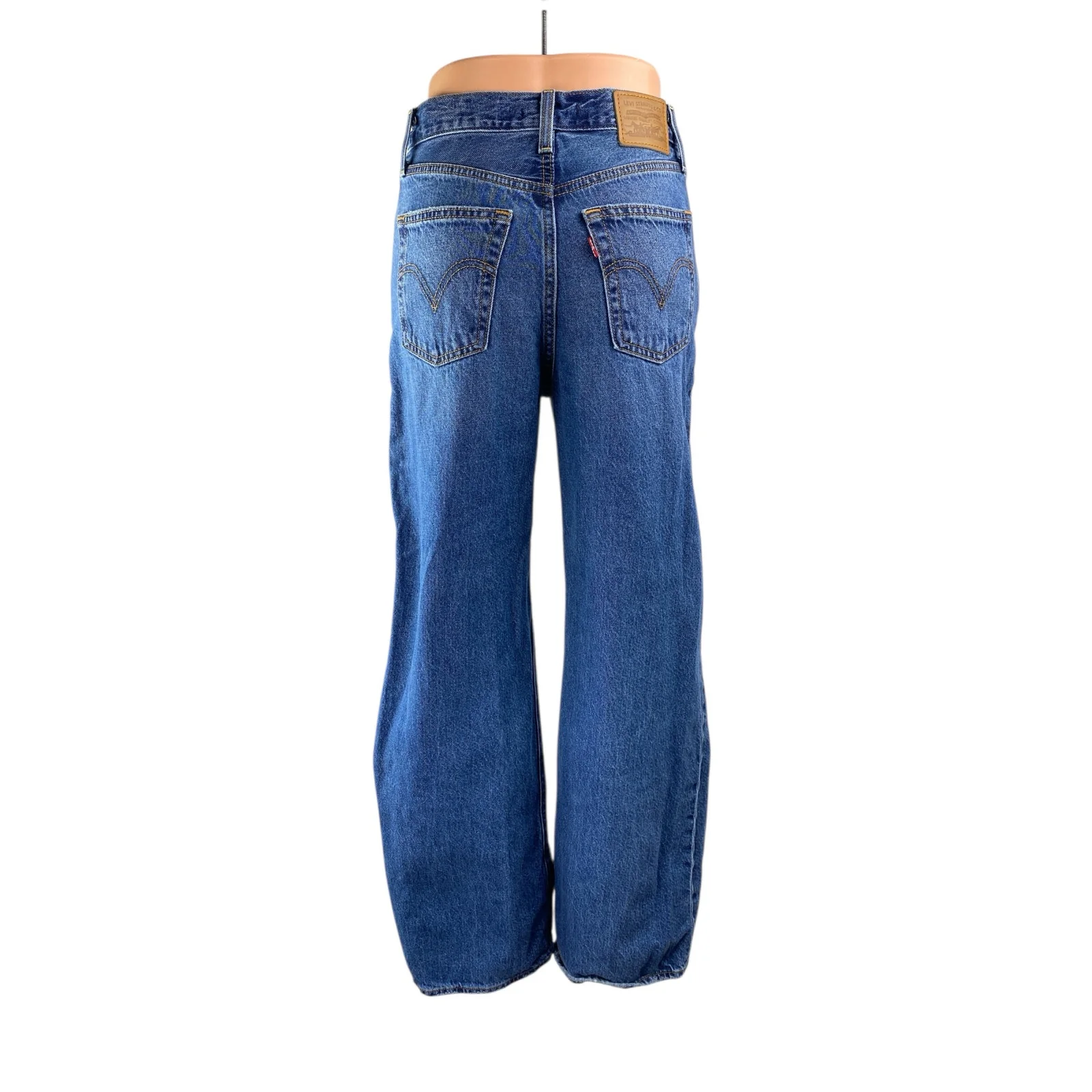 Levi's Women's Blue Medium Wash High Waisted Baggy Wide Leg Denim Jeans Pants 25 - Image 2