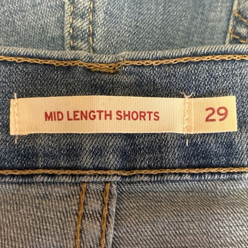 Levi's Women's Blue Solid High Rise Boyfriend Denim Jeans Mini Shorts Size 29 - Image 4