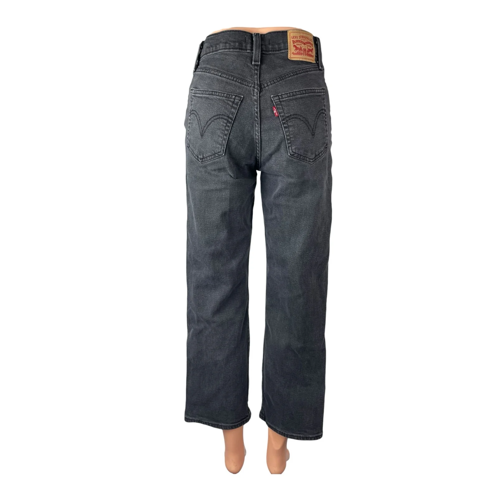 Levi's Women's Gray High Waisted Ribcage Straight Ankle Denim Jeans Pants Sz 26 - Image 4