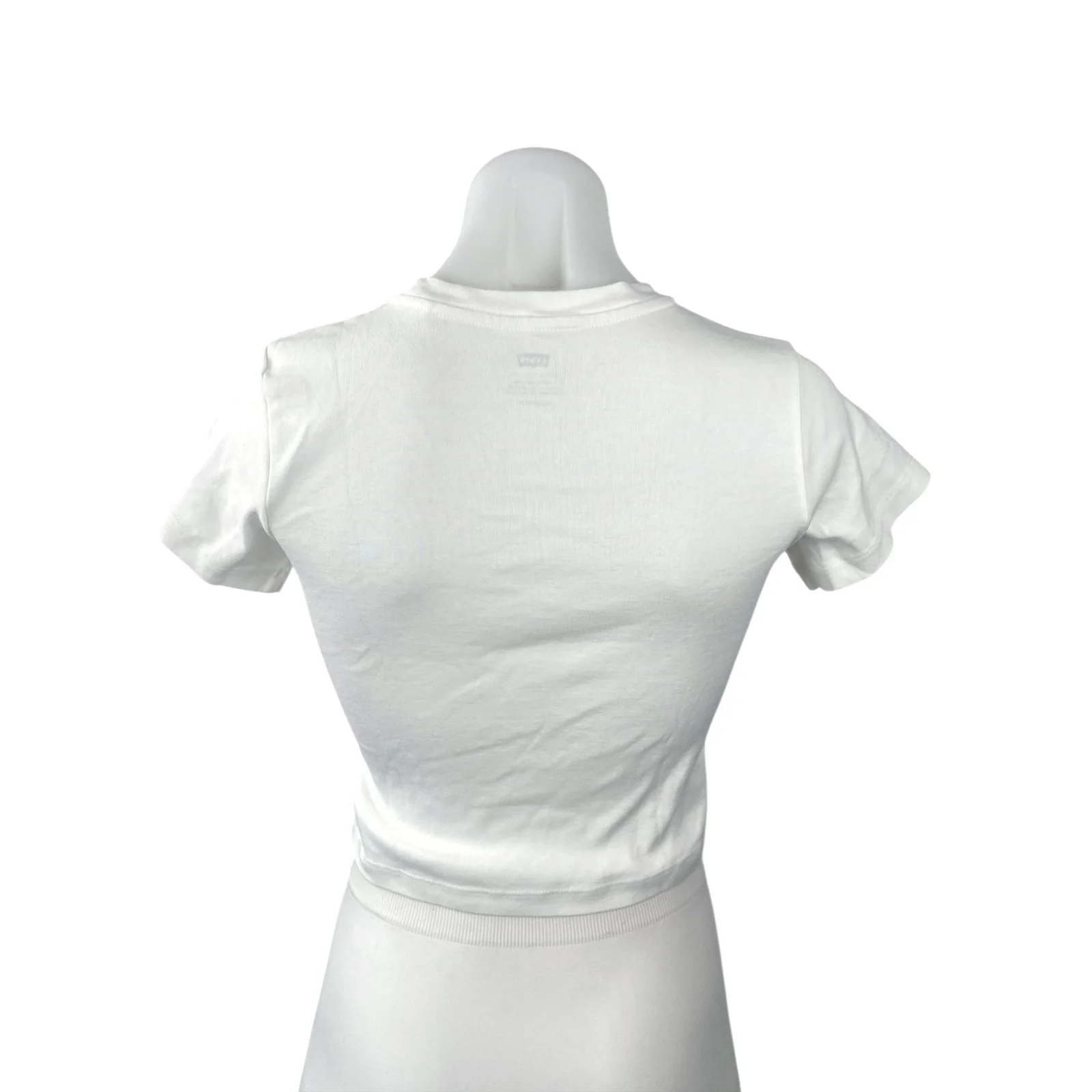 Levi's Women's White Logo Print Short Sleeve Crew Neck Baby Tee T Shirt Top XS - Image 4