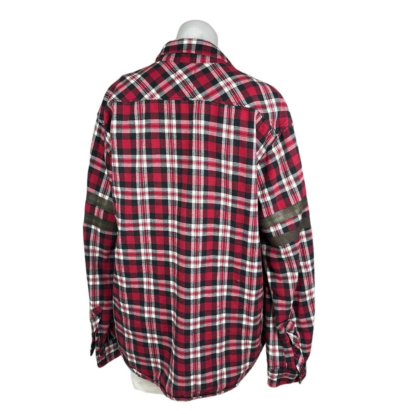 LF Furst of A Kind Red Oversized Plaid Check Flannel Button Up Shirt One Size - Image 4