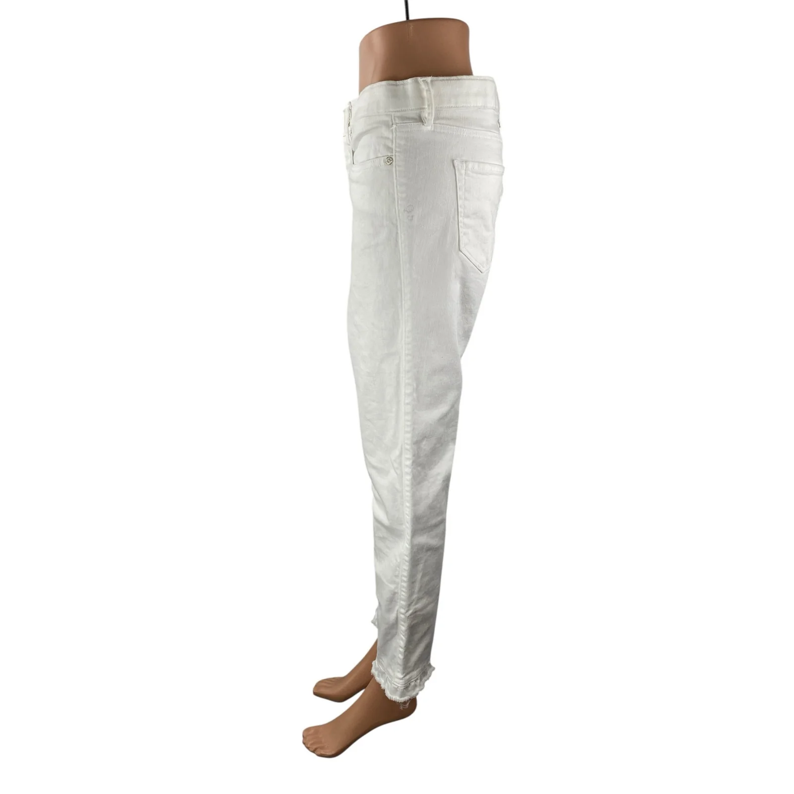 Lily Pulitzer Women's White Frayed Hem High Rise Straight Denim Jeans Pants 10 - Image 3