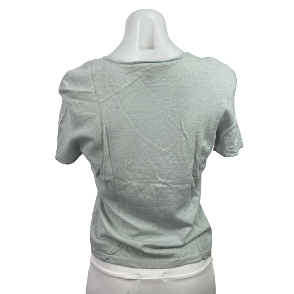 Linda Allard Ellen Tracy Gray 100% Cashmere V Neck Short Sleeve Tee Top Size L - Image 3