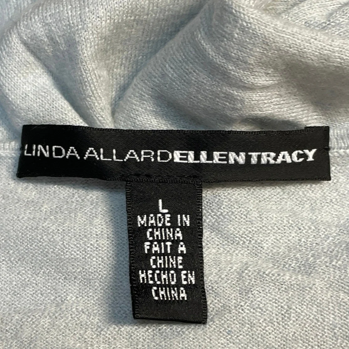 Linda Allard Ellen Tracy Gray 100% Cashmere V Neck Short Sleeve Tee Top Size L - Image 4