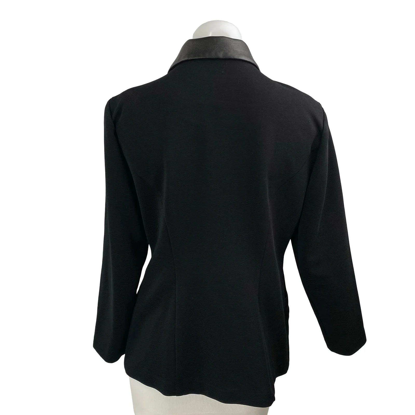 Lindsey Scott Women's Black Full Zip Faux Leather Collared Coat Jacket Size 8 - Image 4
