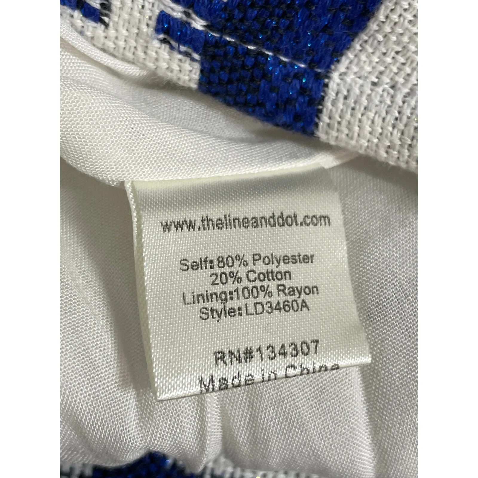 Line and Dot Blue White Aztec Tribal Strapless Sweetheart A Line Mini Dress Sz S - Image 6