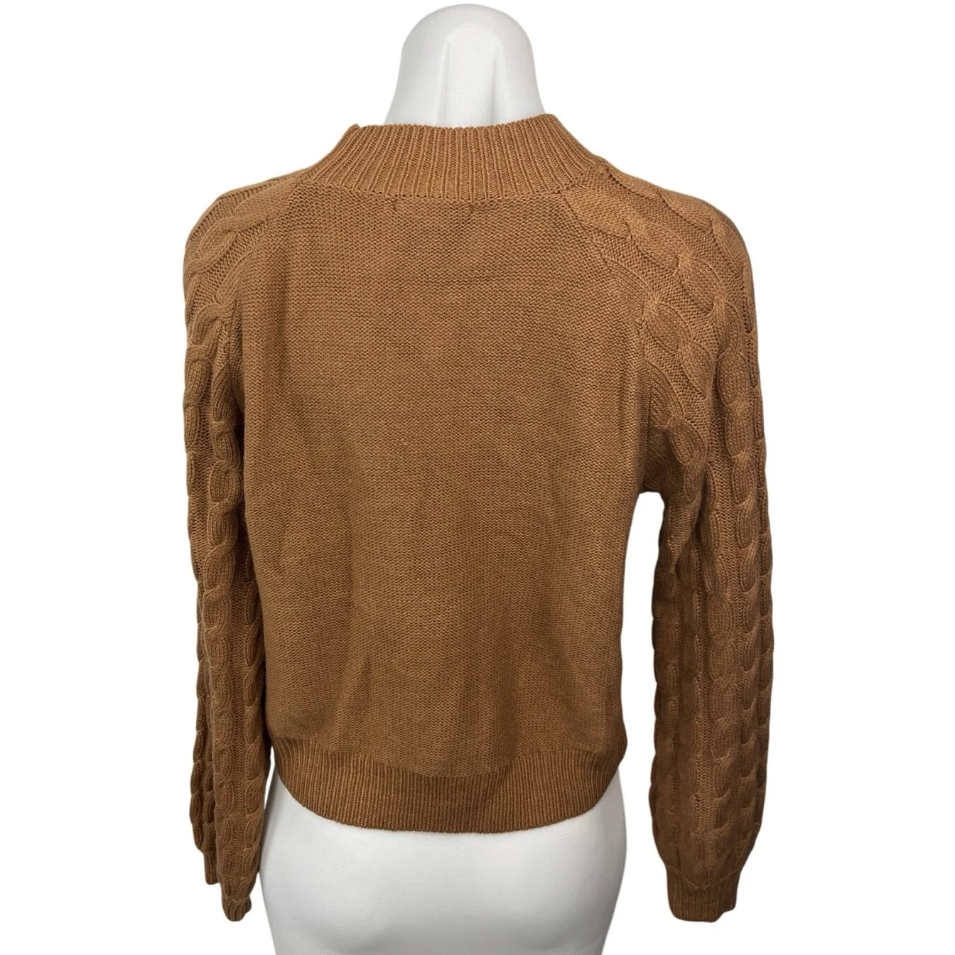 Line & Dot Brown Cable Knit Mock Neck Long Sleeve Pullover Sweater Top Size S - Image 2