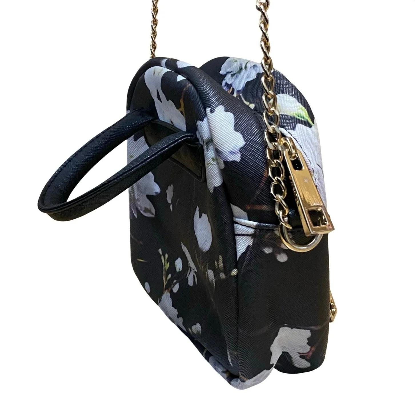 Lionel Women's Black Studded Floral Chain Crossbody Satchel Pouch Handbag OS - Image 4