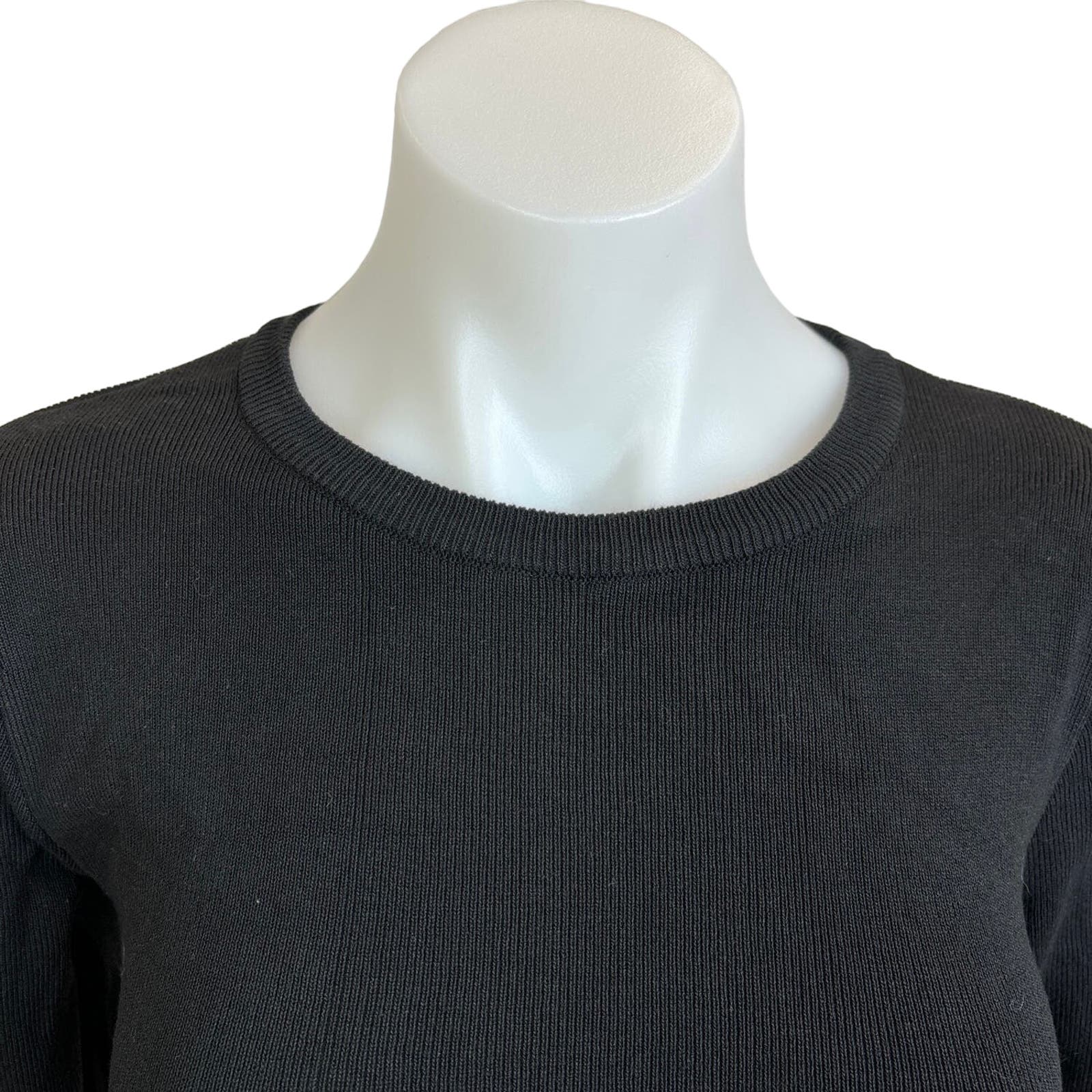 Lioness Black Ruched Side Bodycon Stretch Knit Round Neck Long Sleeve Dress Sz S - Image 5
