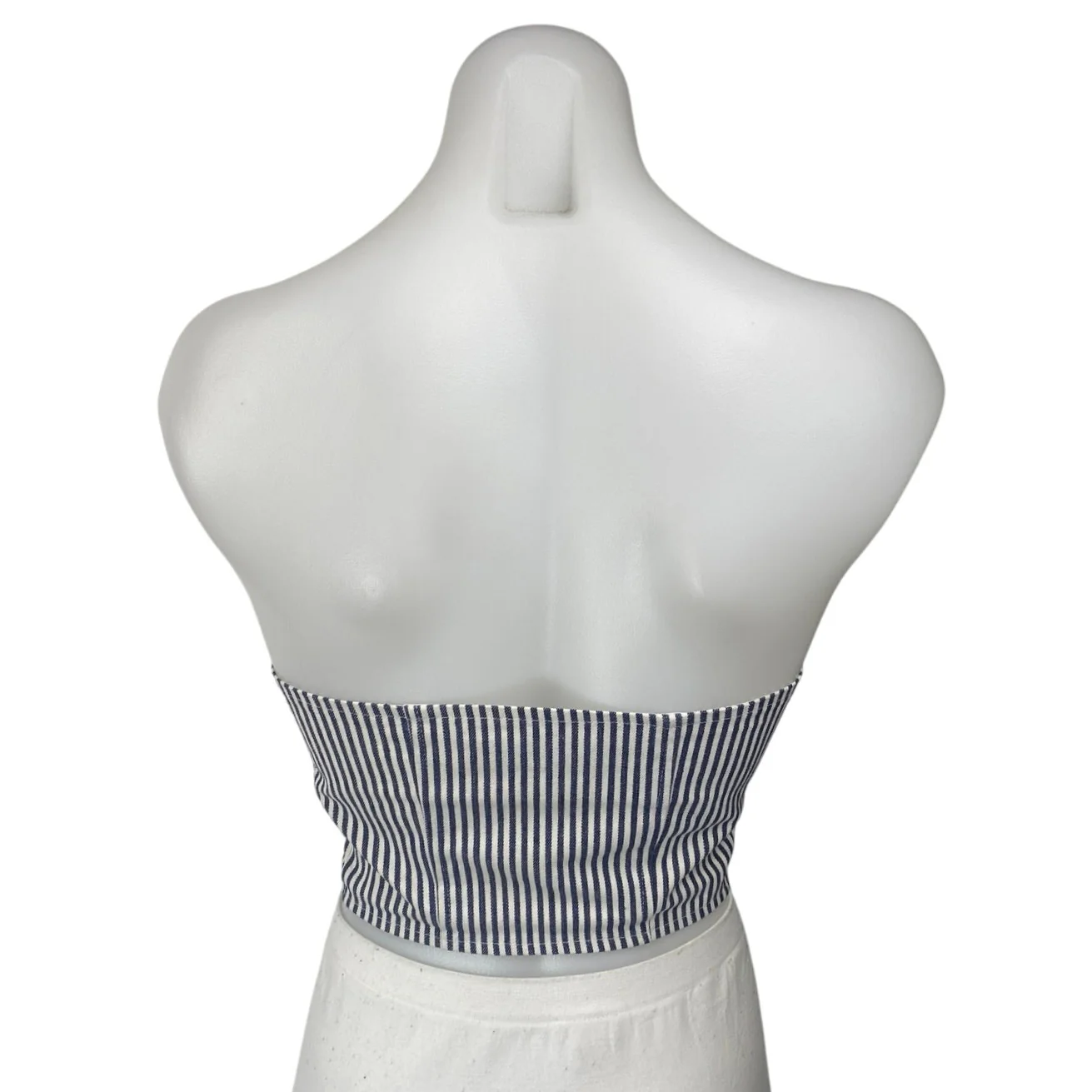 Lioness East Gate Blue Pinstripe Strapless Lace Up Corset Bustier Top Size XS - Image 2