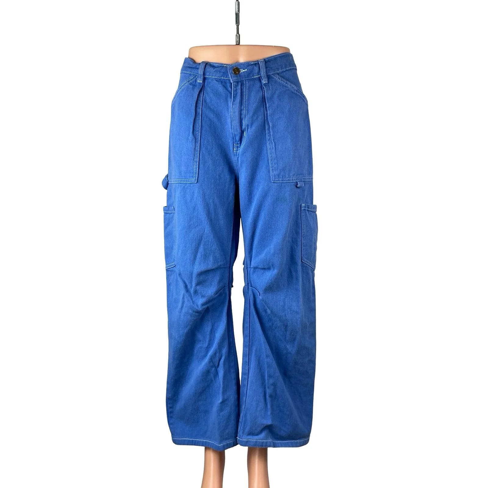 Lioness Miami Vice Women's High Rise Baggy Wide Leg Cargo Denim Jeans Pants Sz M