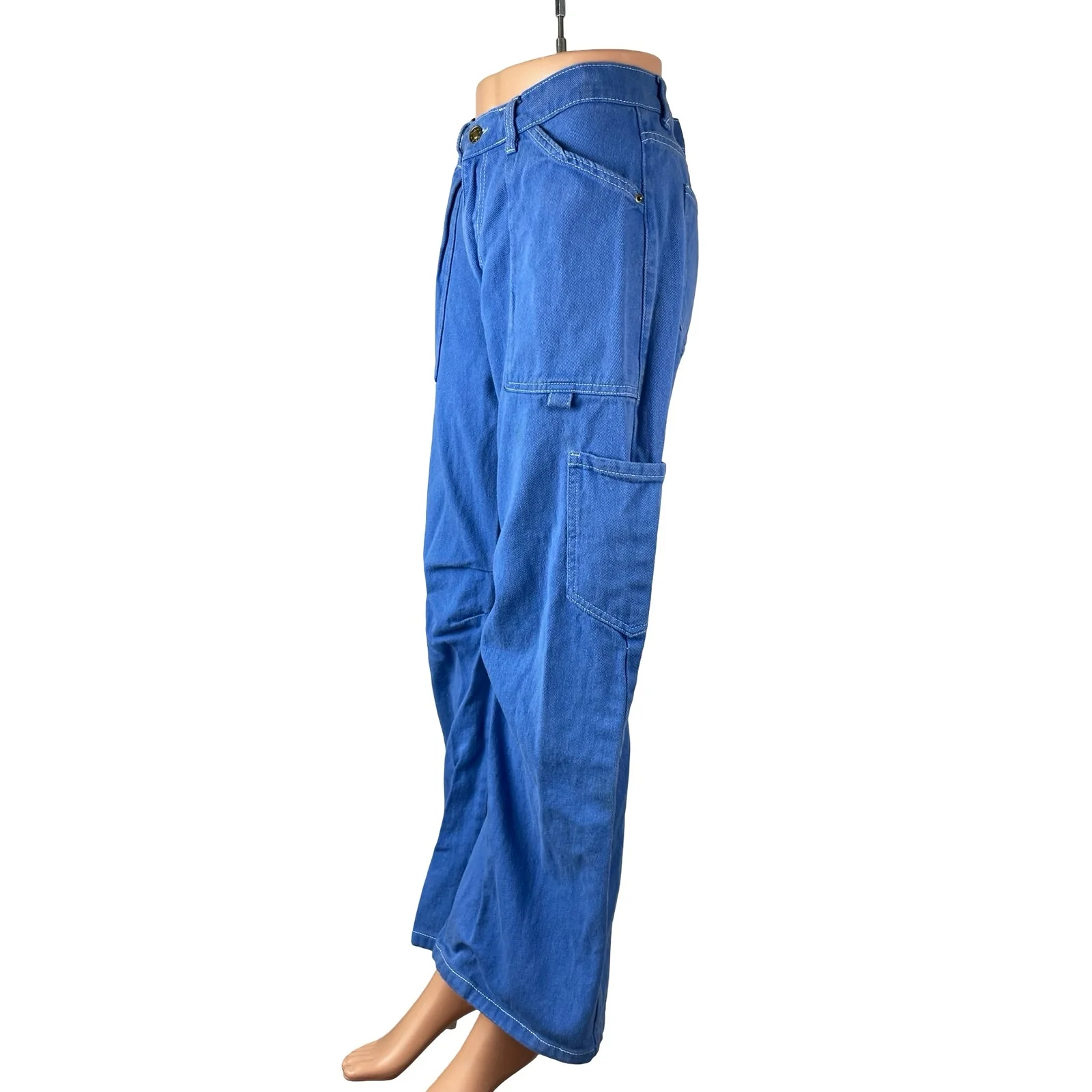 Lioness Miami Vice Women's High Rise Baggy Wide Leg Cargo Denim Jeans Pants Sz M - Image 2