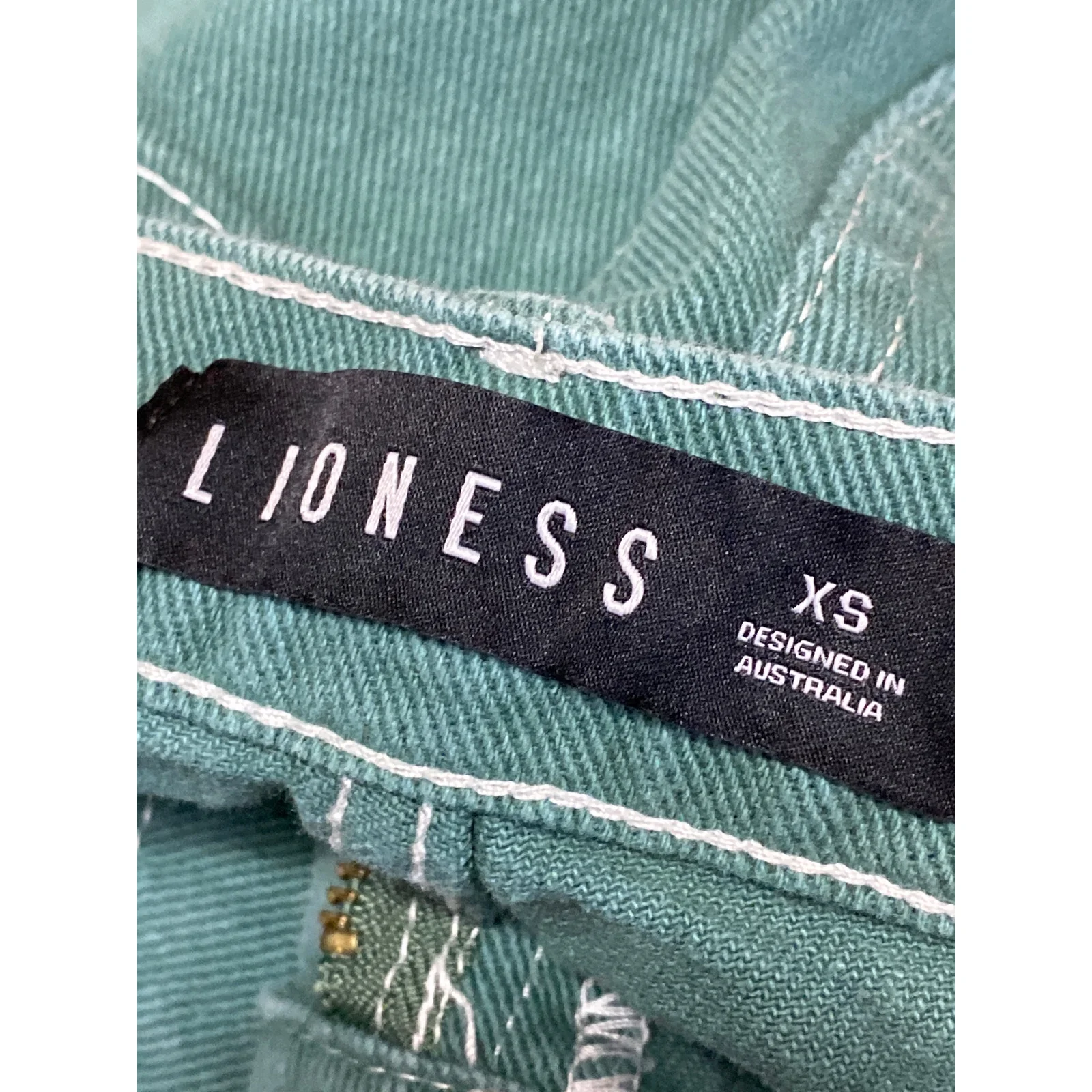 Lioness Womens Green High Waisted Barrel Baggy Utility Cargo Denim Jeans Size XS - Image 3