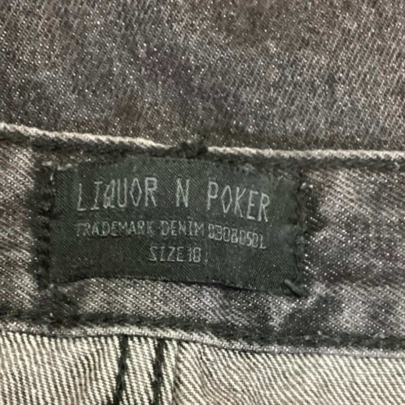 Liquor N Poker Black Raw Hem Mid Rise Distressed Straight Ankle Denim Jeans 10 - Image 5