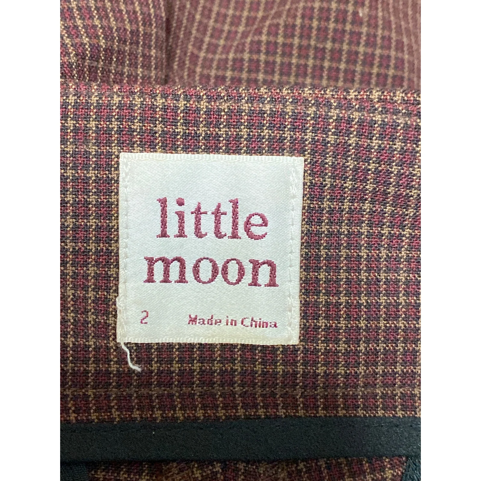 Little Moon Women's Brown Grid Plaid Check Flare Wide Leg Trousers Dress Pants 2 - Image 5