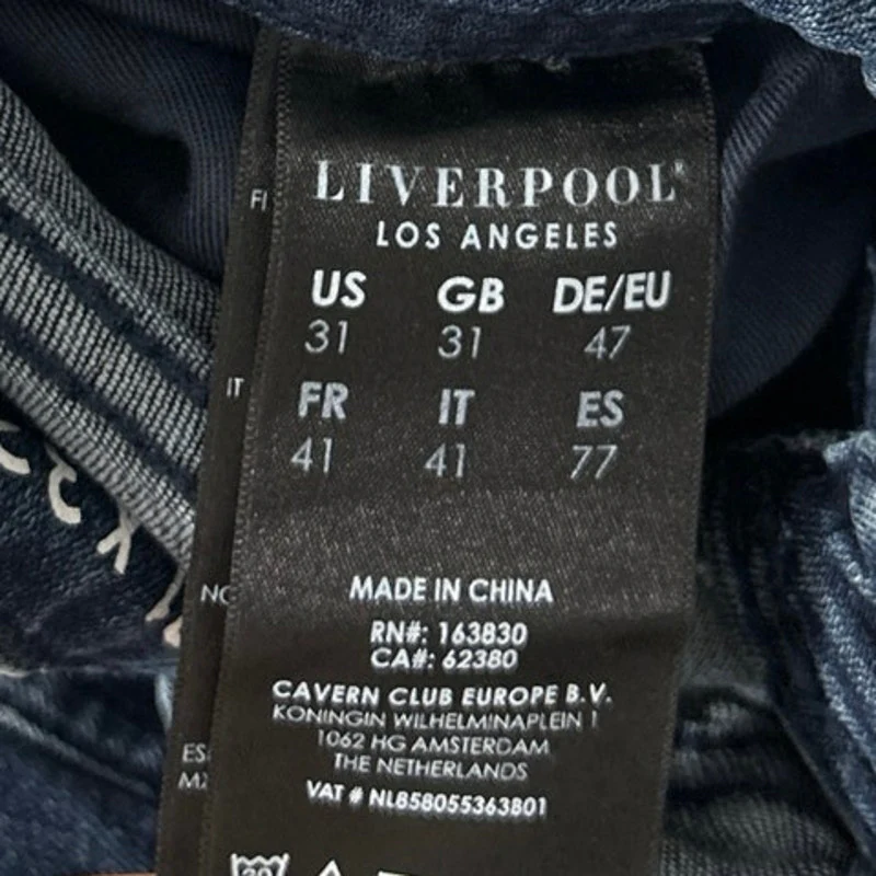 Liverpool Mens Blue Relaxed Straight High Waist Medium Wash Denim Jeans Pants 31 - Image 5