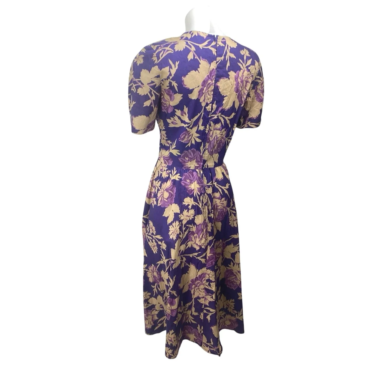 Liz Claiborne Purple Floral Short Sleeve Faux Wrap Fit & Flare Midi Dress Size 8 - Image 2