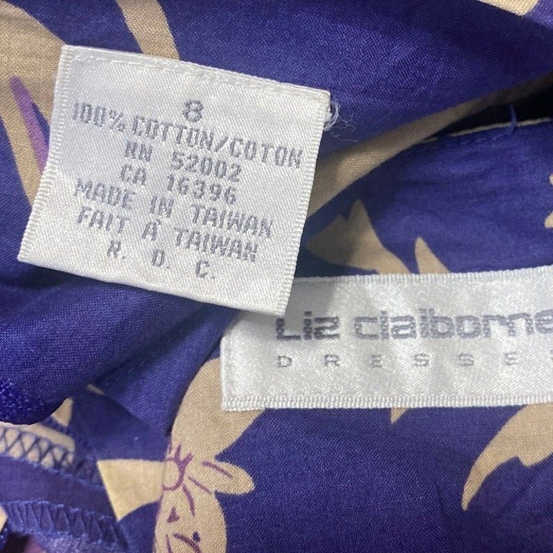 Liz Claiborne Purple Floral Short Sleeve Faux Wrap Fit & Flare Midi Dress Size 8 - Image 3