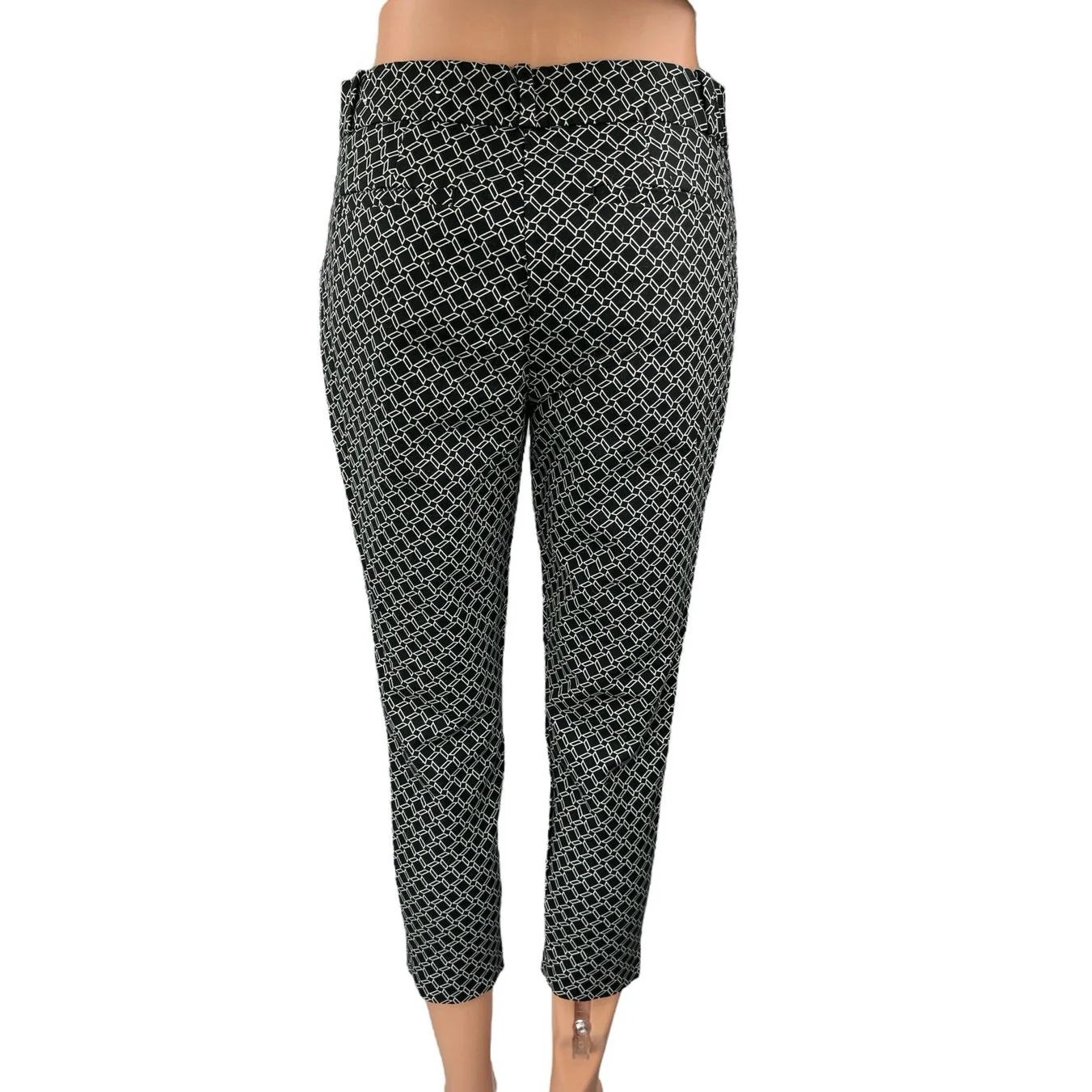 Liz Claiborne Women's Black Geometric Mid Rise Skinny Stretch Trousers Pants 2 - Image 3