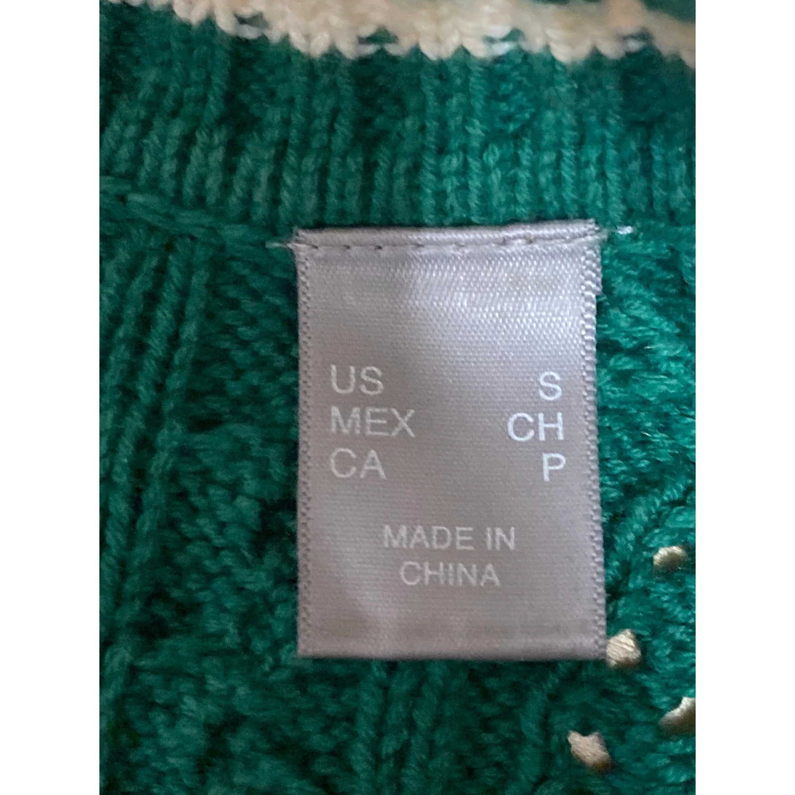 Liz Claiborne Women's Green Stripe Cable Knit V Neck Long Sleeve Sweater Top S - Image 4