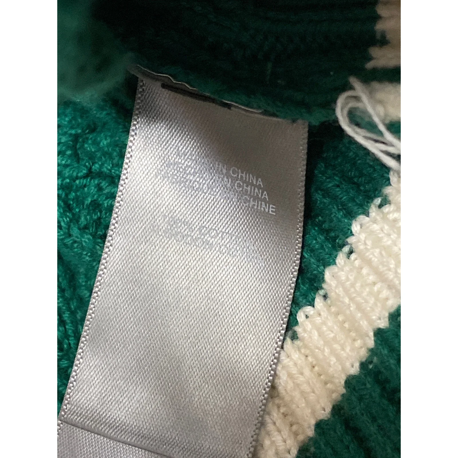 Liz Claiborne Women's Green Stripe Cable Knit V Neck Long Sleeve Sweater Top S - Image 5