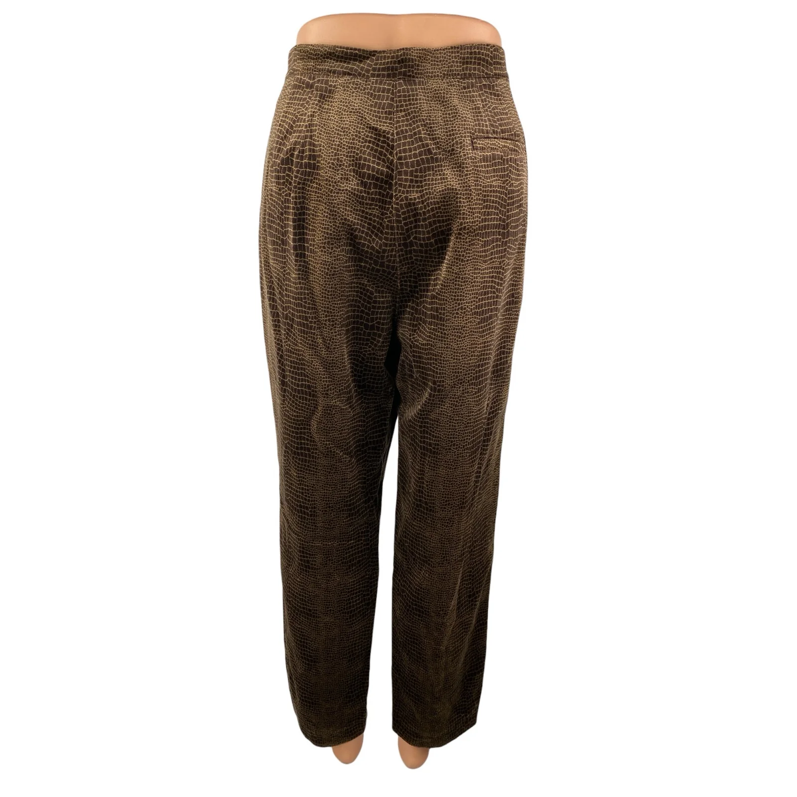 Liz Claiborne Women's Tan Snakeskin Croc High Rise Straight Trousers Pants 14 - Image 2
