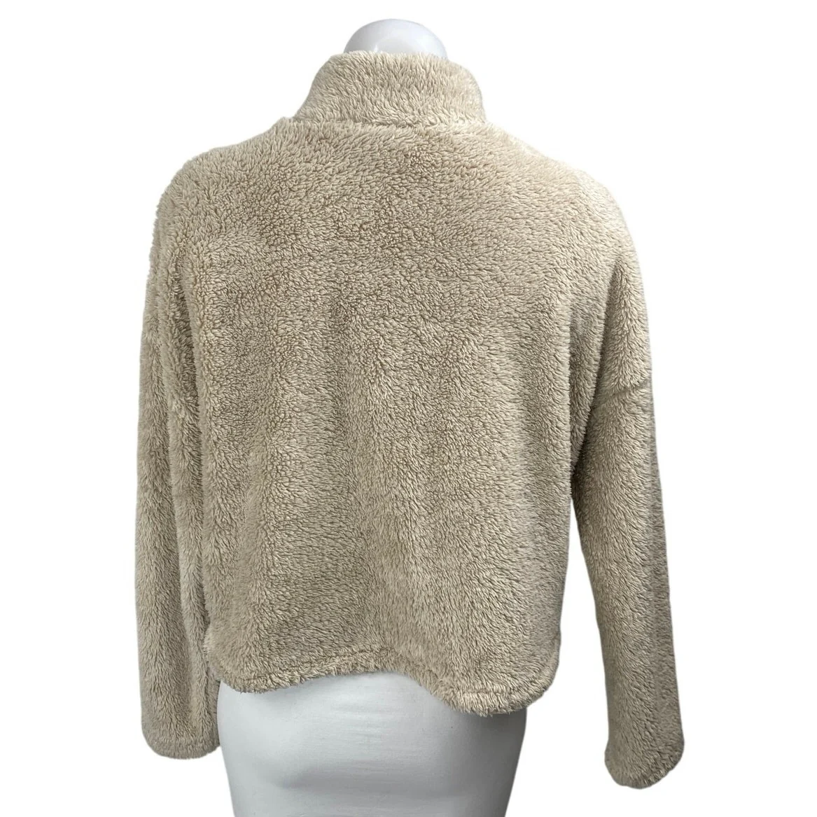 LNA Women's Beige Long Sleeve 1/4 Zip Fleece Turtleneck Teddy Sweater Top Sz XS - Image 2