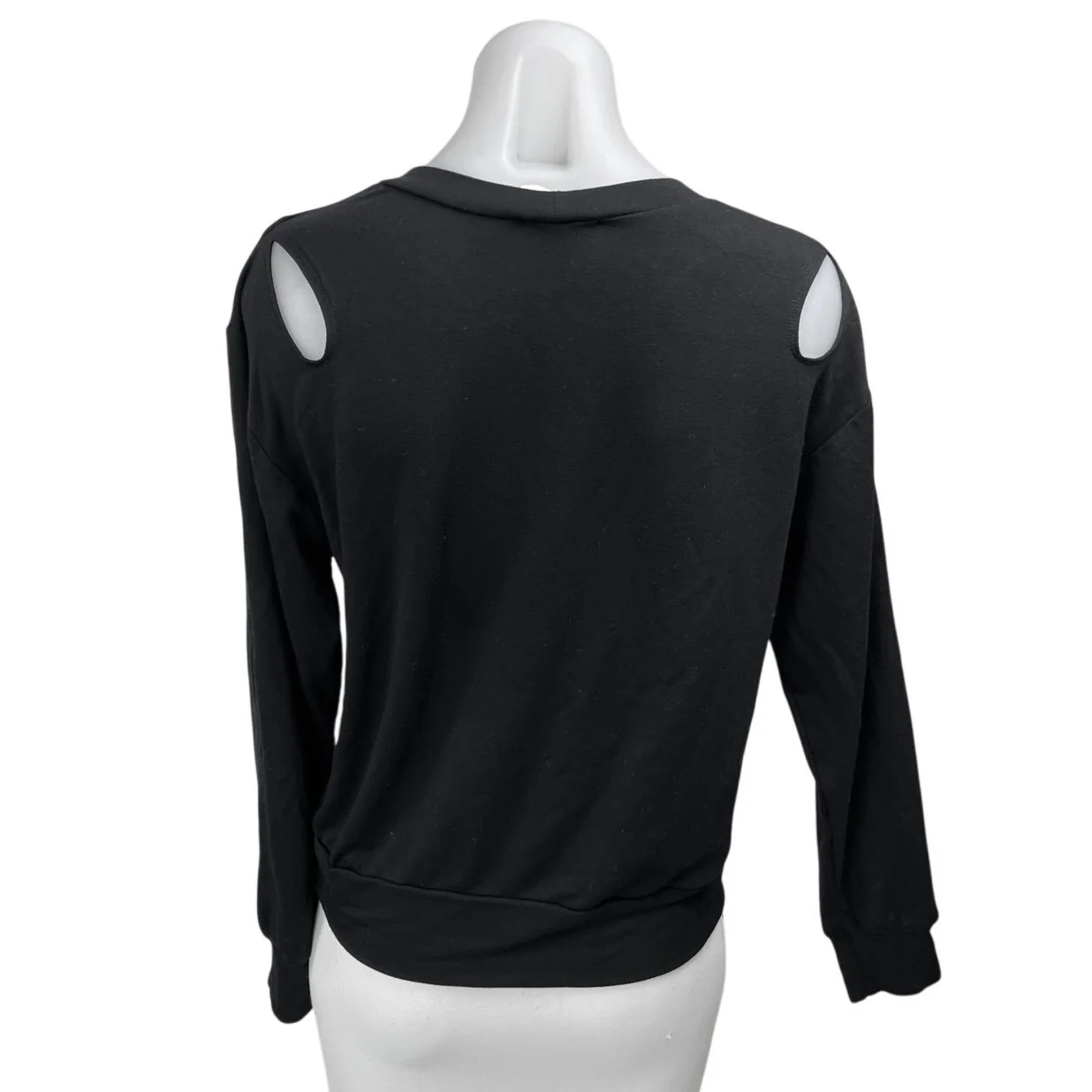 LNA Women's Black Long Sleeve Cutout Crew Neck Sweater Sweatshirt Top Size XS - Image 2