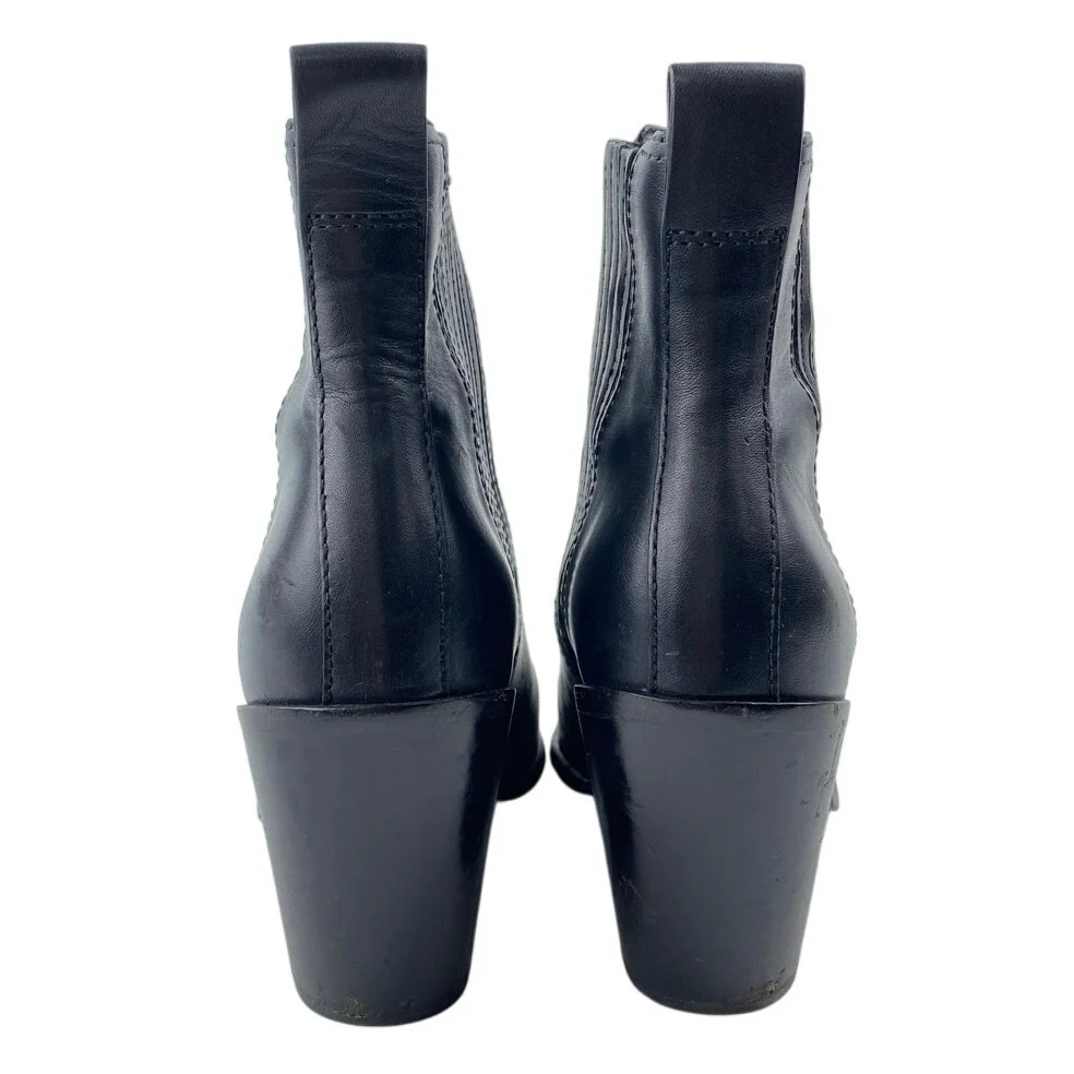 Loeffler Randall Kali Black Leather Block Heels Pointed Toe Ankle Boots Size 8 - Image 3