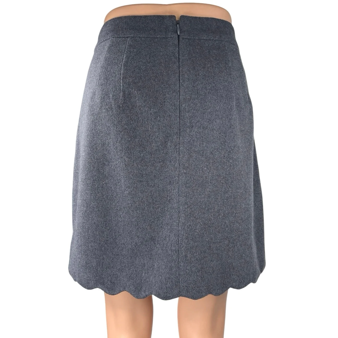 LOFT Blue Gray Faux Suede Scalloped Hem Straight Pencil Mini Knee Length Skirt 6 - Image 3