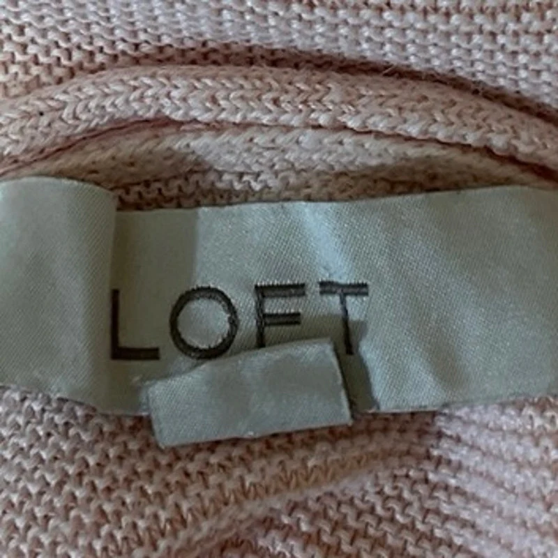 LOFT Light Pink Sleeveless V-Neck Loose Knit Lightweight Casual Tank Top Size S - Image 3