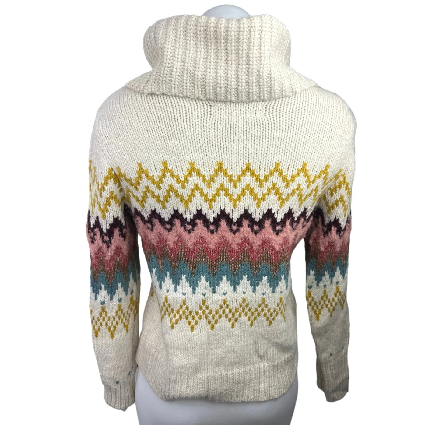 LOFT Multicolor Fair Isle Turtleneck Cozy Chunky Knit Pullover Sweater Top Sz XS - Image 2